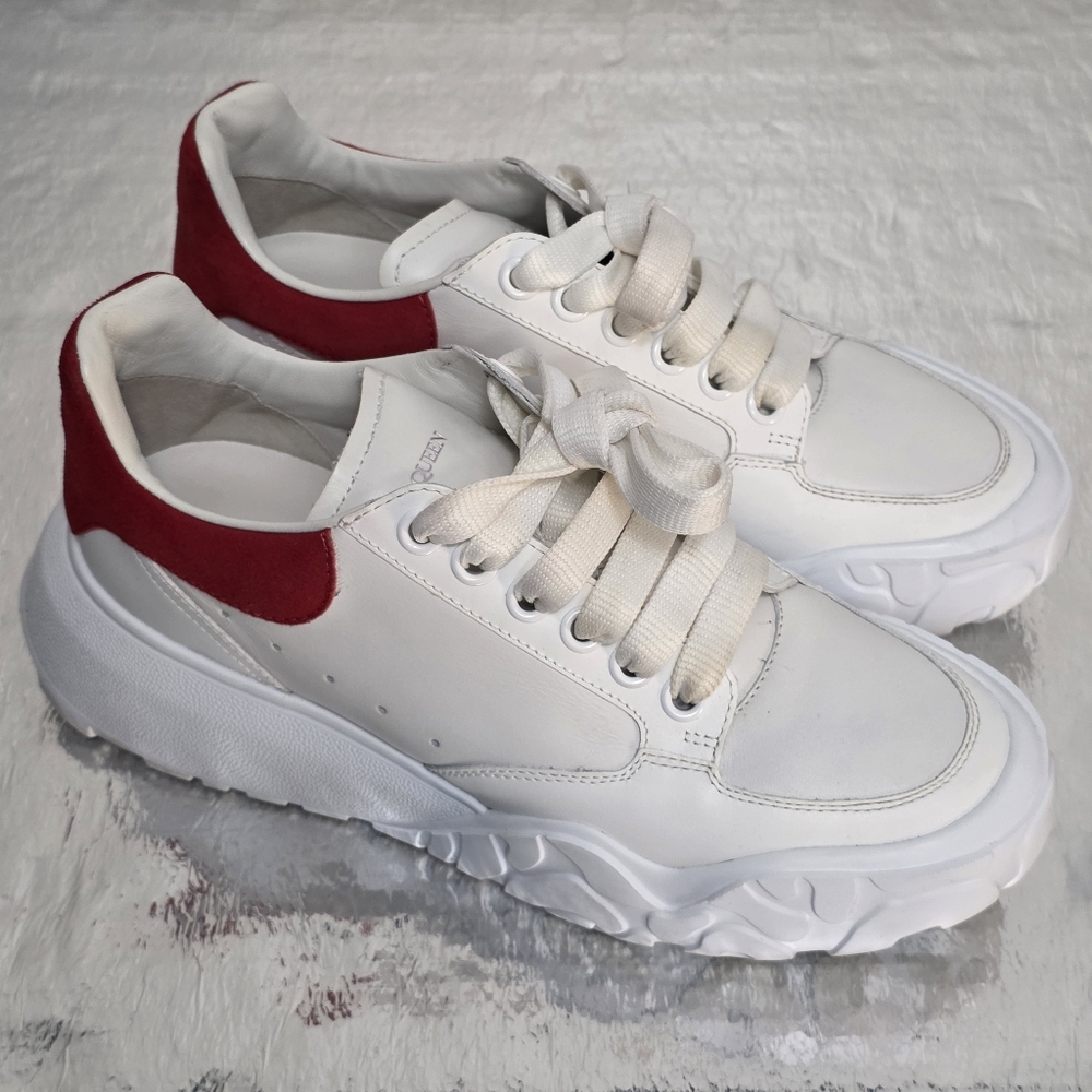 Alexander McQueen White 633915 Women's Oversized Court Trainer EU 38½ US 8.5